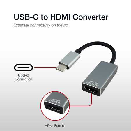Shintaro USB-C to HDMI 4K Adapter | Silver/Black | SH-ADUSBCHDMI