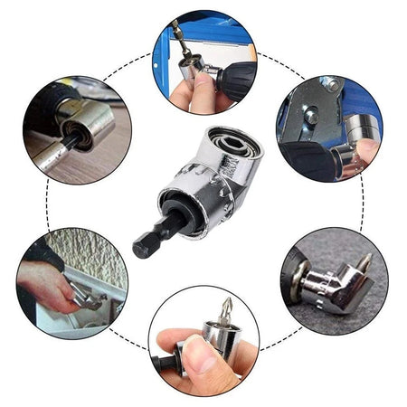 Sparky Stock 105° Right Angle Drill Adapter with Magnetic Bit Holder | Silver | SS-RIGHT-ANGLE-ADAPTER-SLV