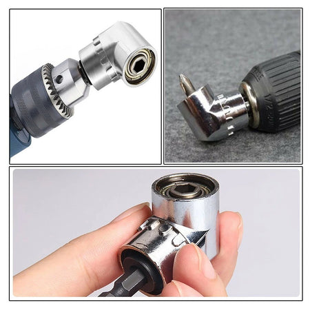 Sparky Stock 105° Right Angle Drill Adapter with Magnetic Bit Holder | Silver | SS-RIGHT-ANGLE-ADAPTER-SLV