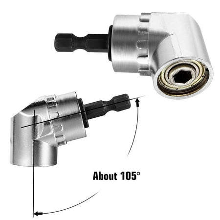 Sparky Stock 105° Right Angle Drill Adapter with Magnetic Bit Holder | Silver | SS-RIGHT-ANGLE-ADAPTER-SLV