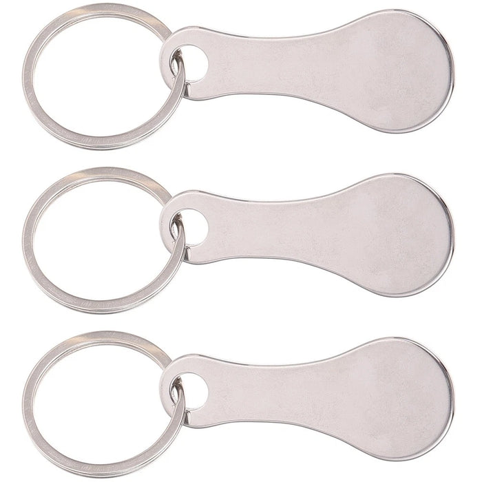 Shopping Trolley Tokens with Keyrings 3 Pack | Silver