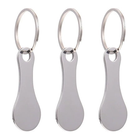 Shopping Trolley Tokens with Keyrings 3 Pack | Silver