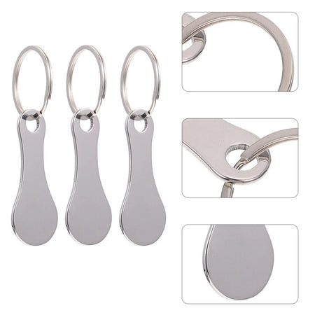 Shopping Trolley Tokens with Keyrings 3 Pack | Silver