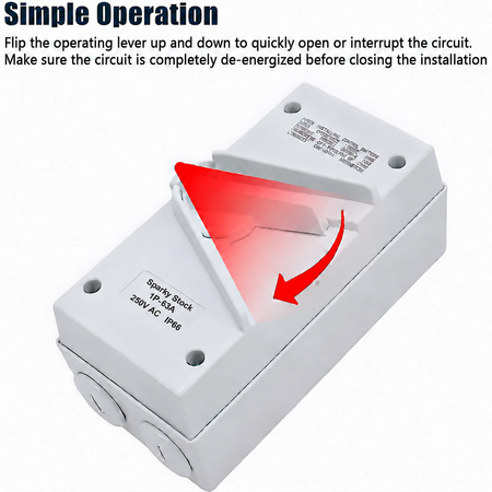 Sparky Stock 1 Pole 63A 250V IP66 Weatherproof Isolator Switch | White | SS-ISO-1P-63A