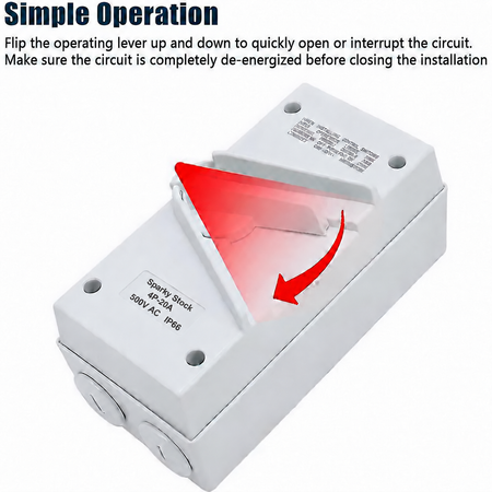 Sparky Stock 4 Pole 20A 500V IP66 Weatherproof Isolator Switch | White | SS-ISO-4P-20A