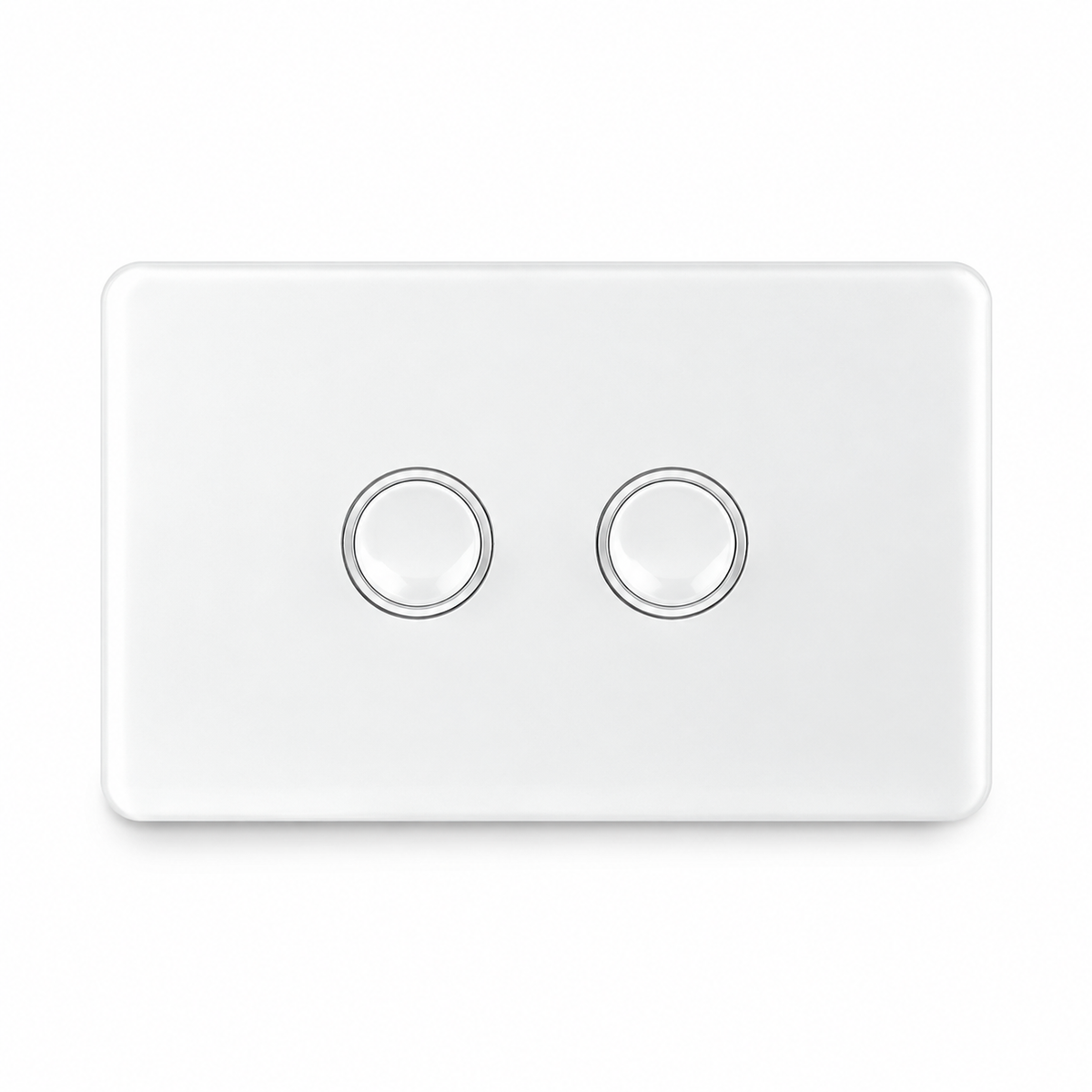 Sparky Stock HT122 two-gang light switch in white, front view