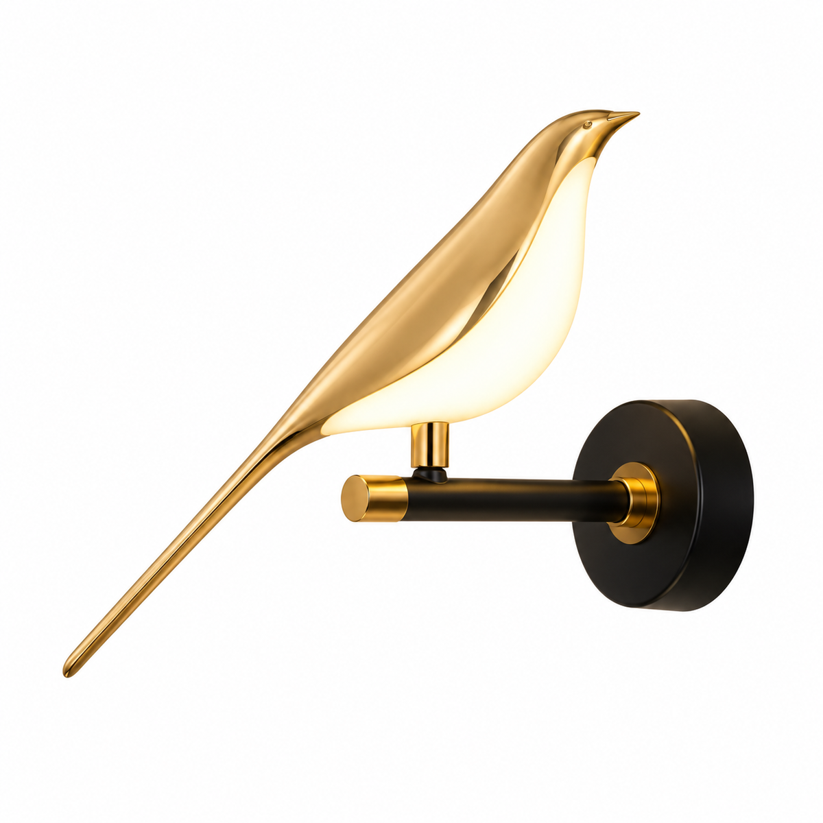 Sparky Stock single bird wall lamp, gold and black, warm light