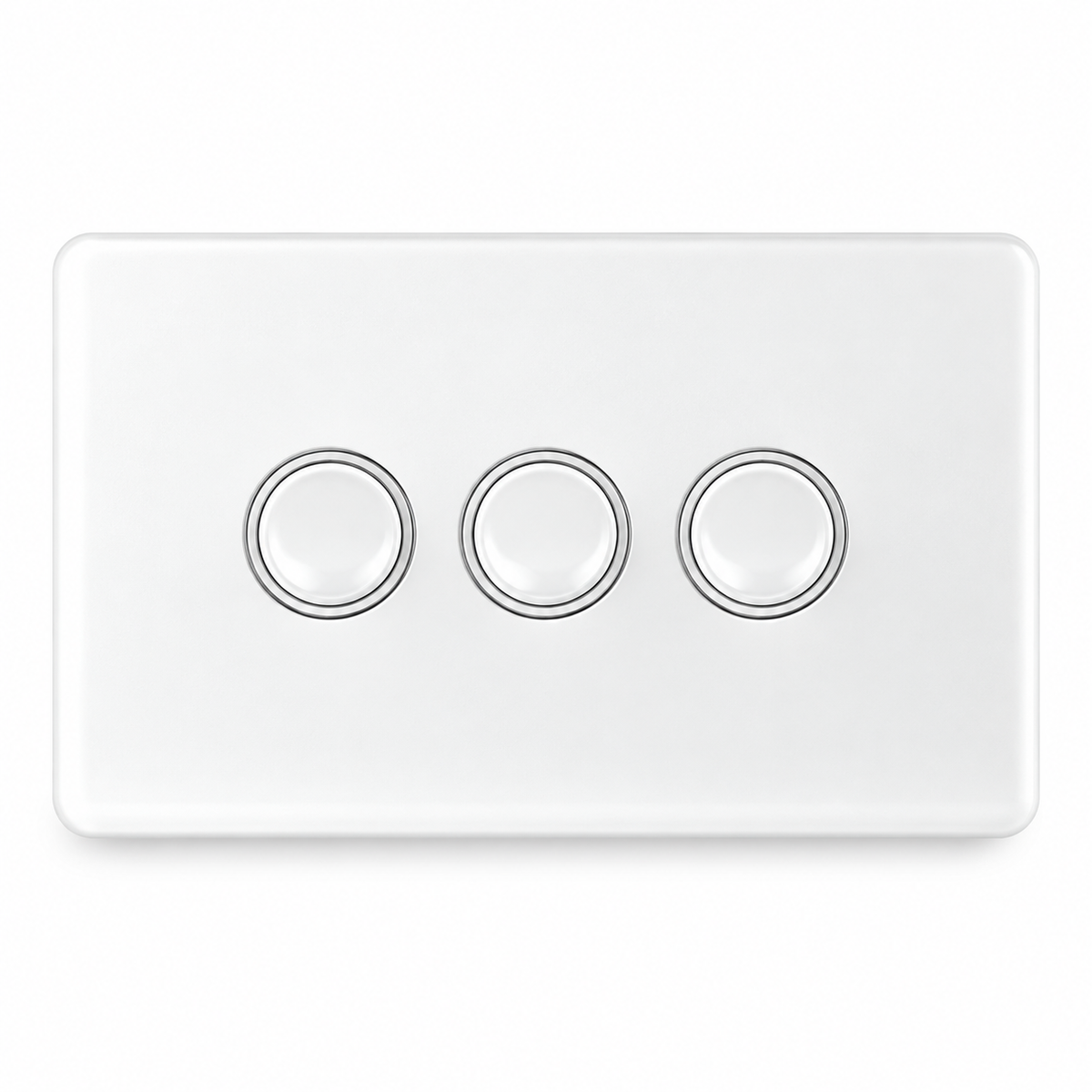 Sparky Stock SS-HT132 three-gang light switch in Injection White, front view