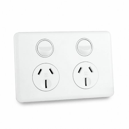 Sparky Stock Double Power Point 10A 250V | Injection White | SS-HT226