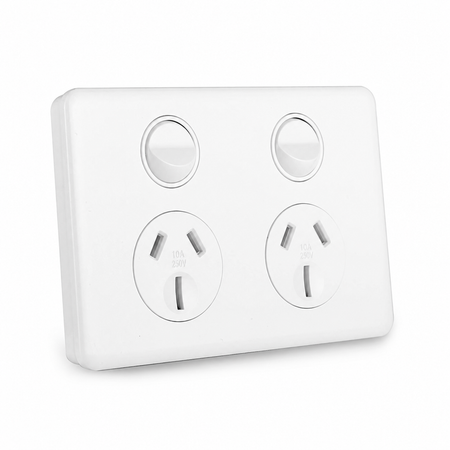 Sparky Stock Double Power Point 10A 250V | Injection White | SS-HT226