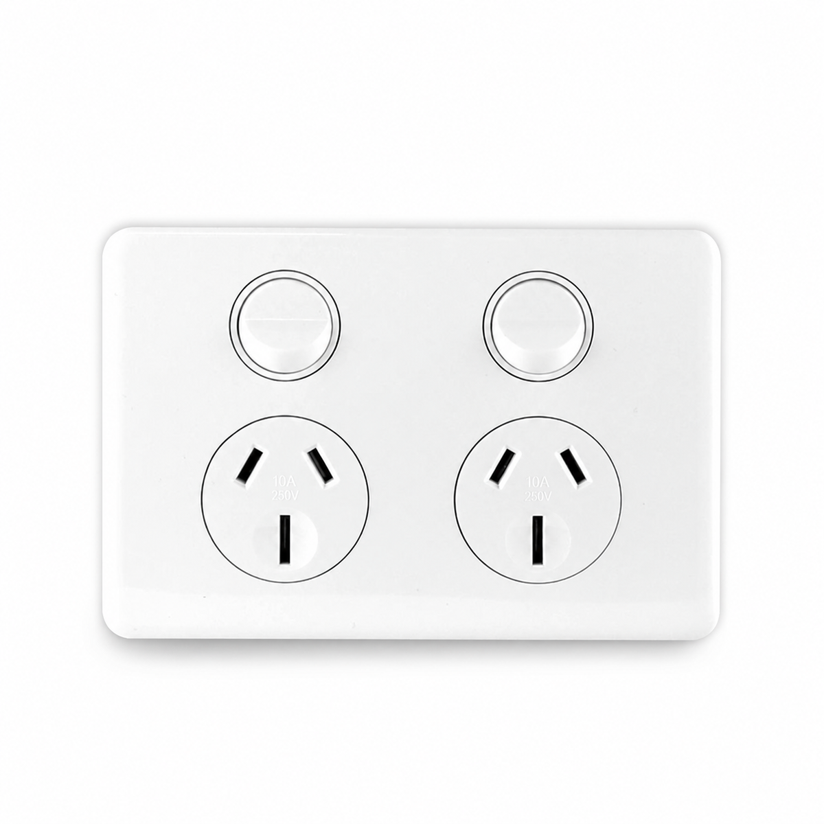 Sparky Stock SS-HT226 double power point, 10A 250V, Injection White, front view