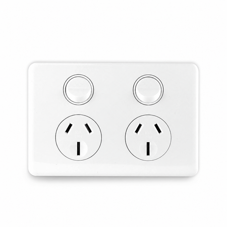 Sparky Stock SS-HT226 double power point, 10A 250V, Injection White, front view