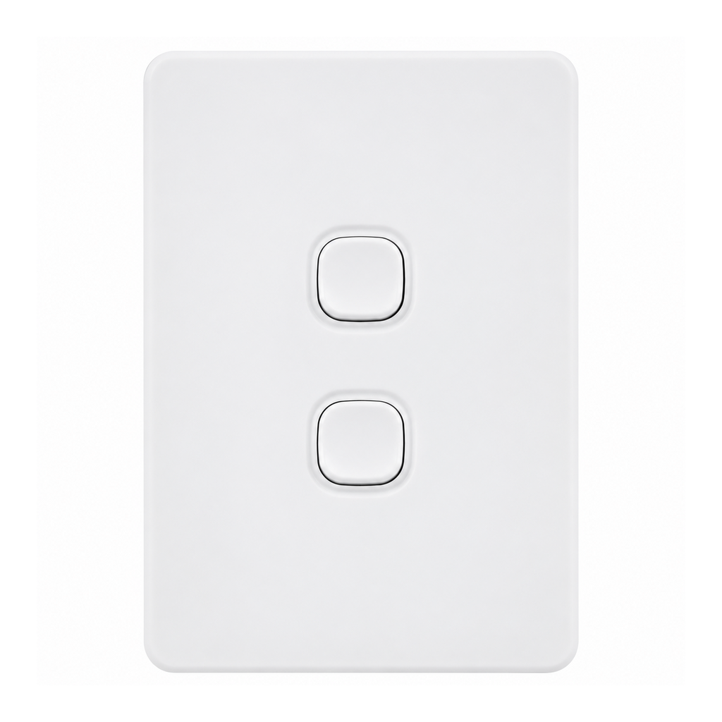 Sparky Stock 2 Gang Vertical Light Switch 16A 250V | White | SS-PSW2