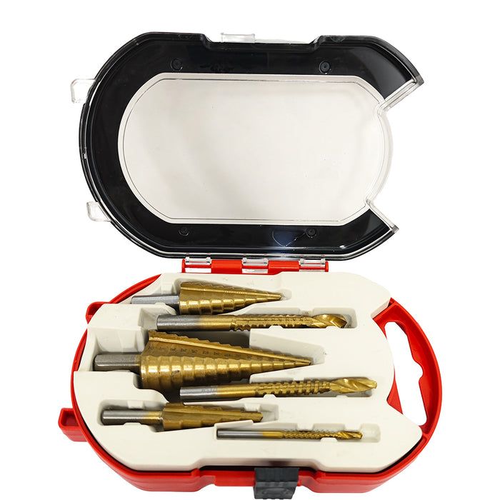 Sparky Stock 6 Piece Titanium Coated Step & Serrated Drill Bit Set | Gold | SS-SDB-6PC