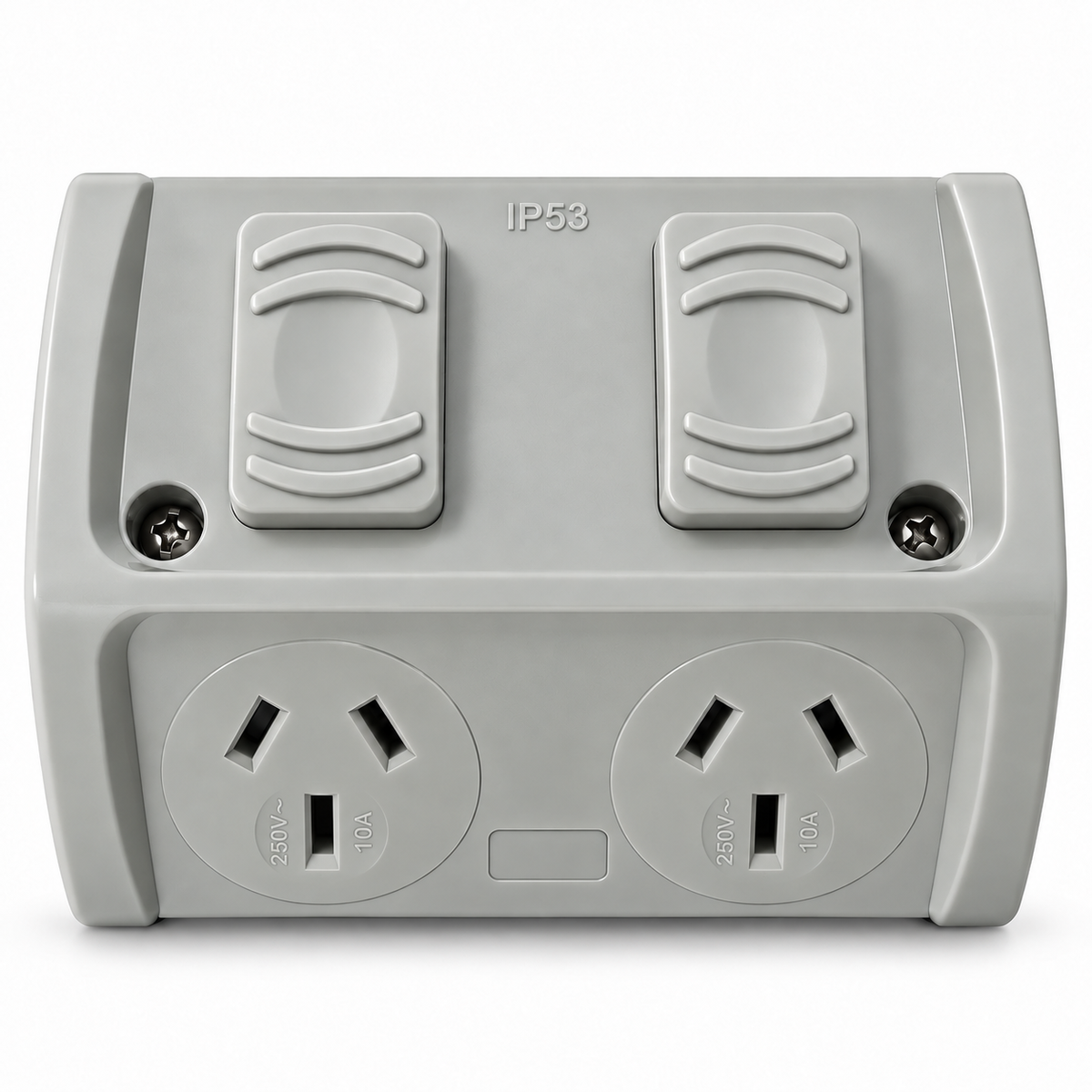 Sparky Stock SS-SWPS210SWN grey IP53 double power point with two switches and 10A outlets