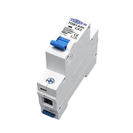 TOMZN 25A Single Pole C Curve Miniature Circuit Breaker 6kA | White | TOB1-63H-25A