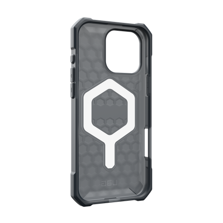 UAG 114449113131 Essential Armor MagSafe case for iPhone 16 Pro Max in Ash – interior angled view showing magnetic ring and shock-absorbing pattern
