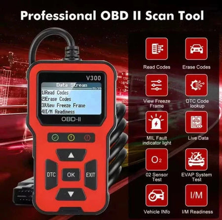 Sparky Stock OBD2 Car Diagnostic Scanner & Code Reader | Blaze Red | SS-OBD2-V300-RED